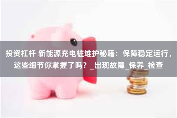 投资杠杆 新能源充电桩维护秘籍：保障稳定运行，这些细节你掌握